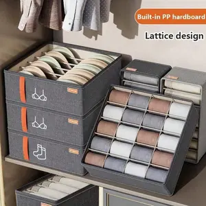 1pc Dark Grey Underwear Storage Box Socks Underwear Storage Drawer Division Multifunctional Household Wardrobe Classification Folding Closet Organizers