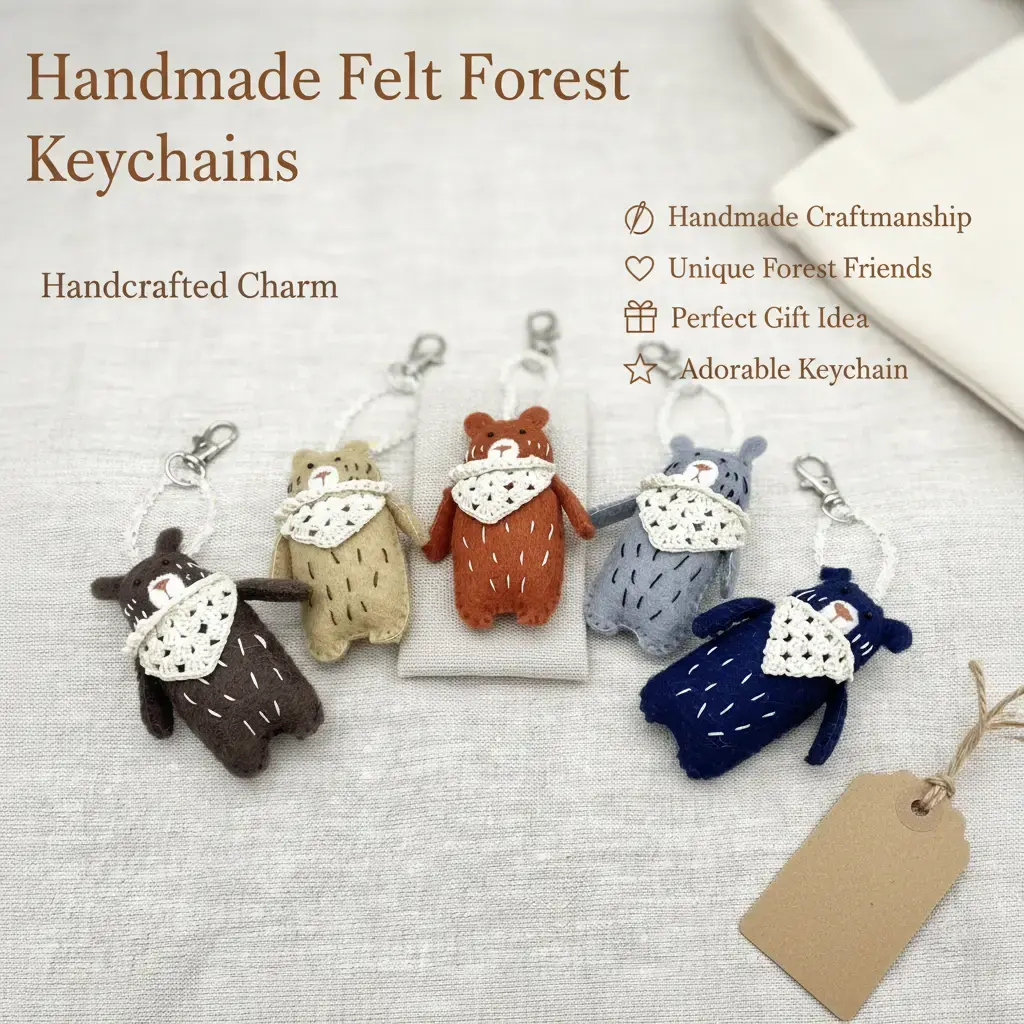 Handmade Felt Forest Friends Keychains