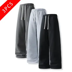 3-pack men’s casual athletic pants, loose straight fit, knit versatile sweatpants, spring/summer/autumn styles