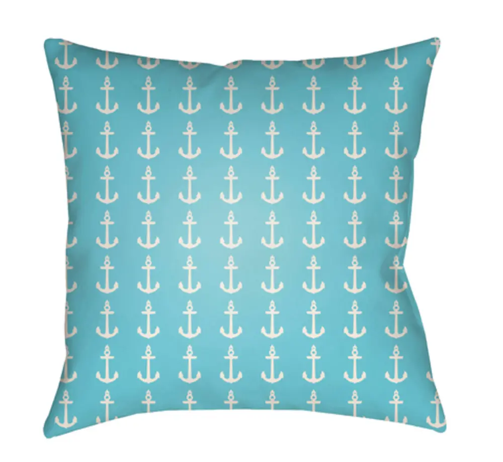 Livabliss CC009-2222 Carolina Coastal Large Outdoor Safe Throw Pillow - 22x22x5 in, Blue, Water Resistant, Ocean Life Themed, Polyester Fabric, Trendy Design