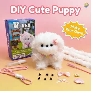 DIY Cute Puppy  Set – Plush Keychain Pendant, Handmade Knitting Craft Kit ， Small Plush Pet Toy, High-Value Soft Plush Ornament
