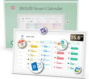 BSIMB 15.6 Inch Digital Calendar Chore Chart, Electronic Calendar Smart Family Planner 1080P FHD Touchscreen Interactive Display Digital Calendar Wall & Desk Mount Seamless Scheduling White