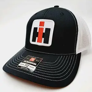 International Harvester Embroidered Patch Richardson 112 Trucker Mesh Snapback Cap Hat Black & White