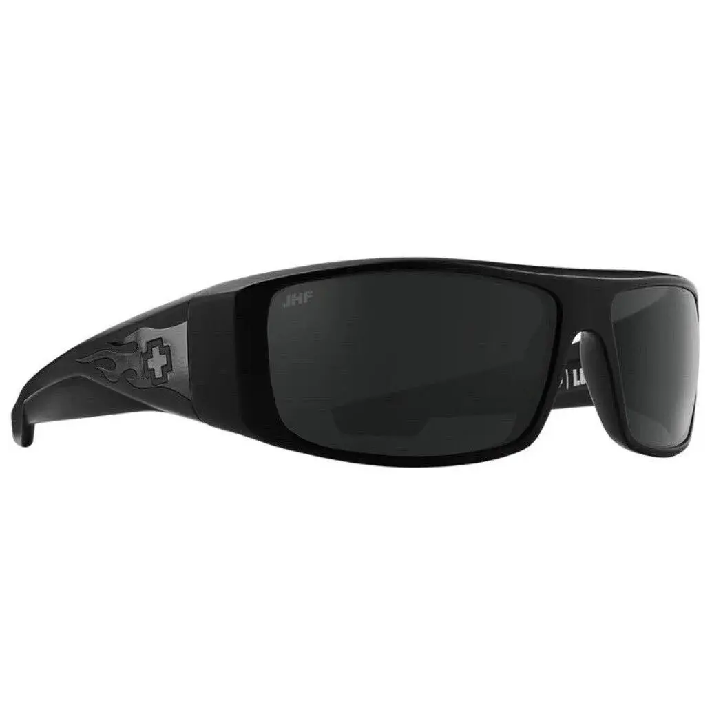 Spy Optic LOGAN Sunglasses - BOO JOHNSON Matte Black FLAME - Happy BLACK MIRROR Lens
