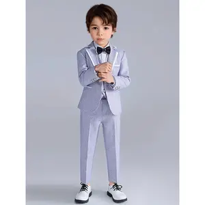 Outfit Set for Boys: Coat, Vest, Pants, And Bow Tie - a 4pcs Suit for Wedding Flower Boys, Piano Performances, And Young Hosts, Including Formal Wear And Suits