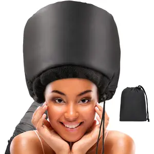 Hooded Hair Dryer w/A Headband Integrated That Reduces Heat Around Ears &  - Hair Dryer Hooded Diffuser Cap for Curly, Speeds Up Drying Time, Safety Deep Conditioning at Home - Portable, Large