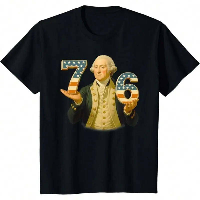 Women's Graphic T-Shirt, Funny Vintage Reverse 67-76 George Washington USA Design, Casual Round-Crew Neck Tops