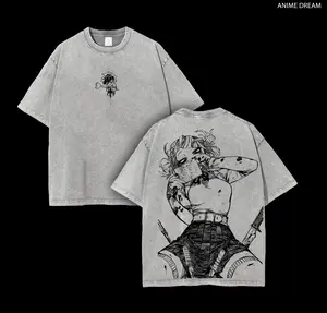 Toga Himiko My Hero Academia Anime Double Printed Vintage Washed Tee Unisex Oversize Anime Manga Washed Heavyweight Cotton T-shirt