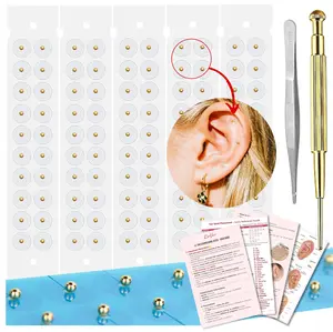 24K Gold Ear Seed Kit – 100 Seeds, Free Chart, Brass Probe & Tweezer for Home Use