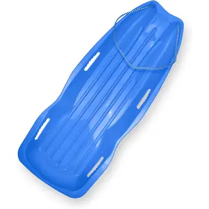 Downhill Sprinter Flexible Kids Toddler Plastic Cold-Resistant Toboggan Snow Sled with Pull Rope and Handles, Blue