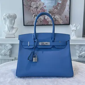 Pre-owned HERMÈS As Shown Top Handle Bag BJ11014050758 Birkin 30 Blue(2T) [R]