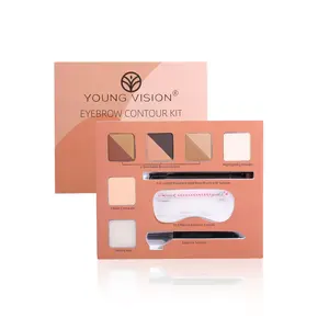 Eyebrow Powder Palette with Eyebrow Brush & Eyebrow Stencil, 1 Box Long Lasting Eyebrow Makeup Kit, Eye Brow Makeup Tool for Women