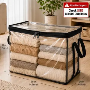 Large Size Plastic Storage Bin with Lid, Stackable Home Organizer Container with Handle for Home Supplies