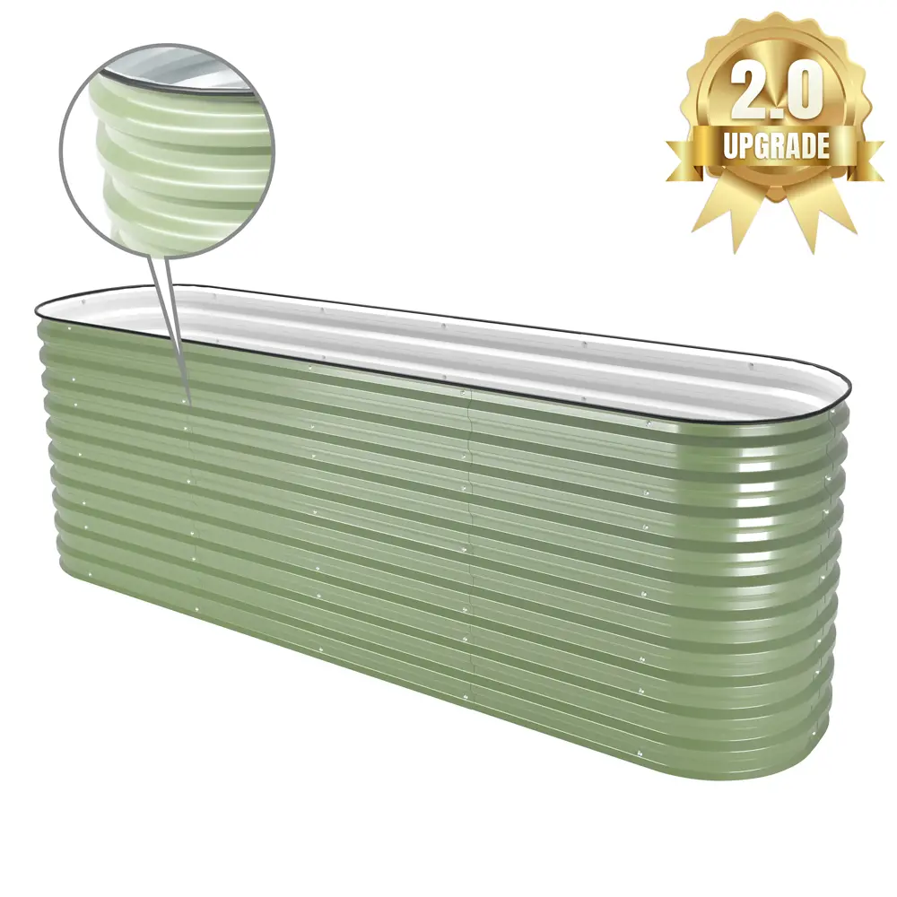 32'' Tall 8x2 Galvanized Raised Garden Bed Kit (9 in 1)【Upgrade 2.0】