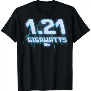 100% Cotton Back to the Future 1.21 Gigawatts Lightening Graphic T-Shirt T-Shirt