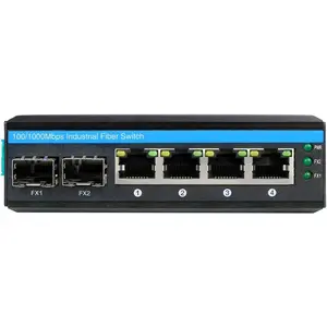 6-Port Hardened Industrial Gigabit PoE+ DIN-Rail Fiber Network  4 x Gigabit PoE+ Ports 2 x 1.25G SFP Fiber Ports 120W for Outdoor Use