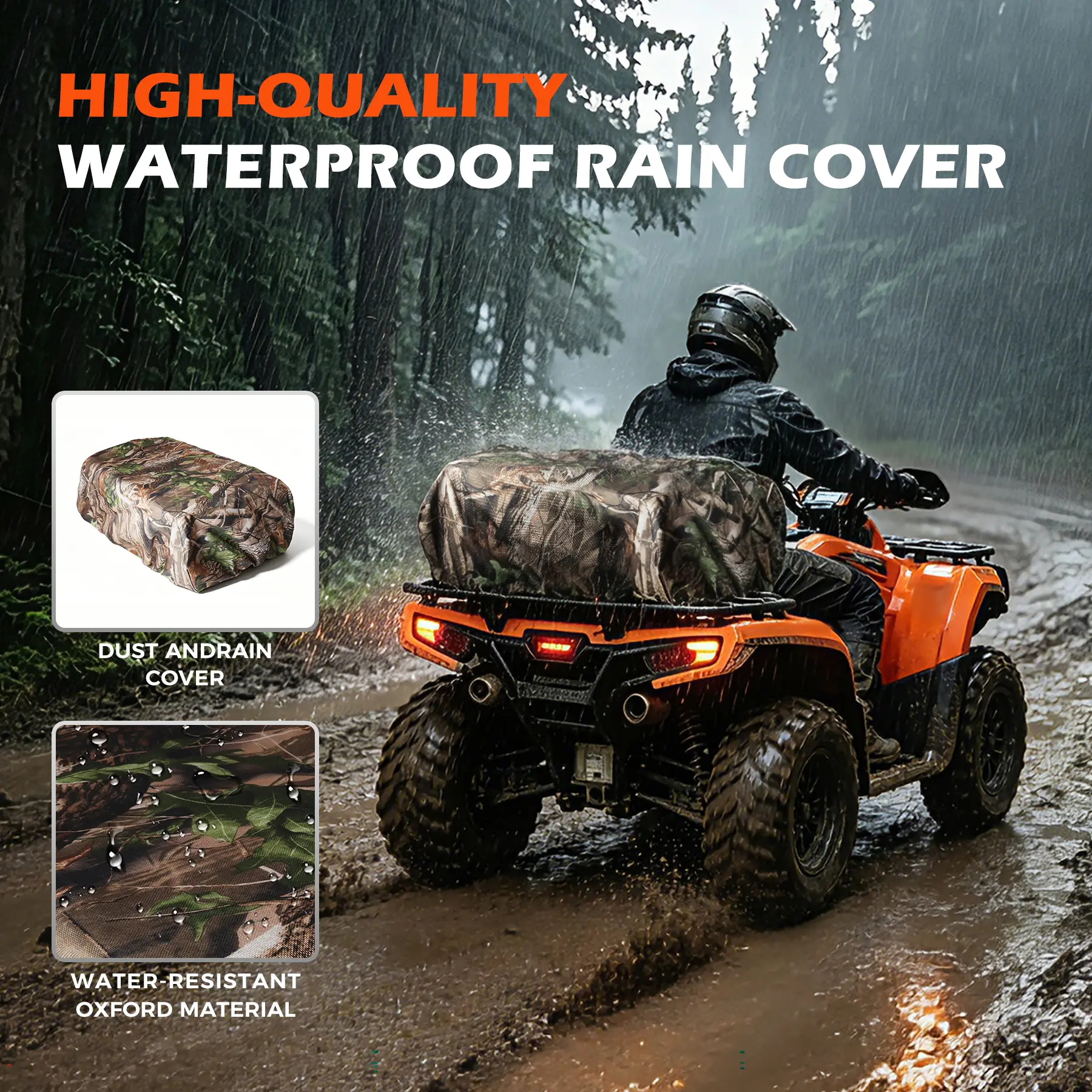 【CARHOME】80L ATV Storage Bag with 13L Insulated Cooler, Zipperless Front and Rear Rack Cargo Bag with Waterproof Rain Cover, Compatible with ATV Racks and Grooved Panels, Quad Accessories for Hunting, Camping, Trail Riding and Outdoor Gear