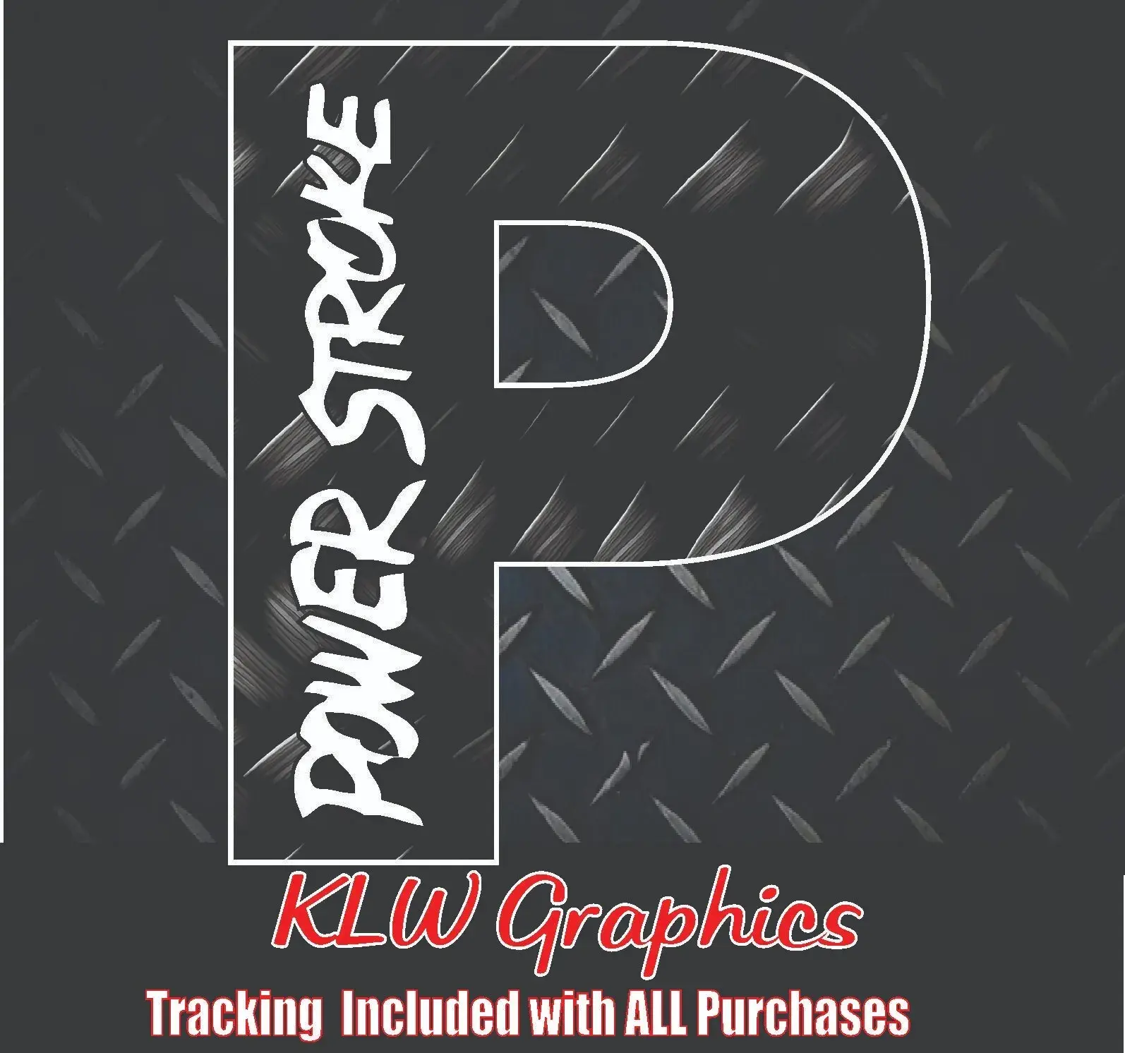Powerstroke P Carbon Fiber Print Full Color Decal Sticker Turbo Diesel Truck 6.0 6.7 7.3 Crew Cab
