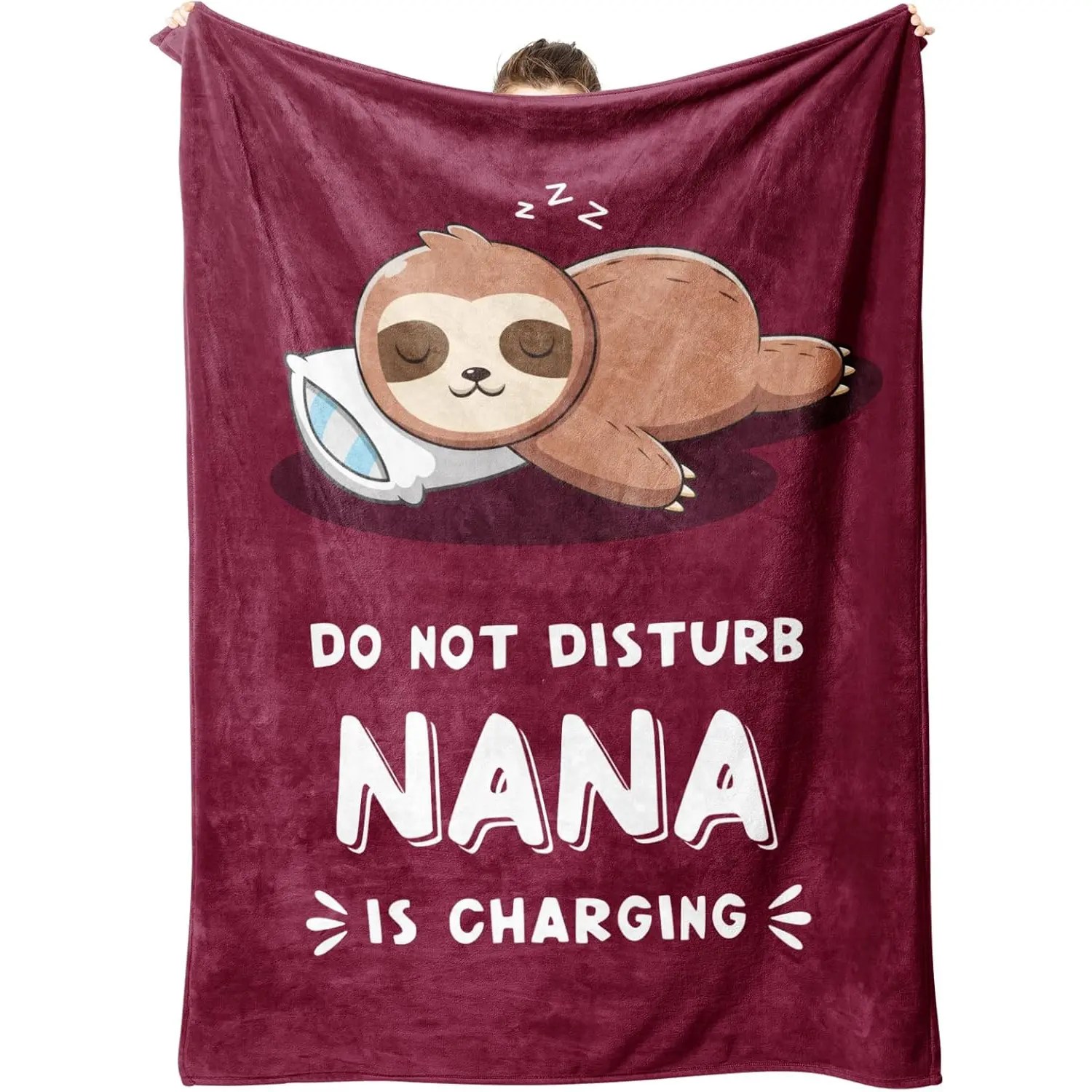 Mother's Day Funny Nana Gifts Sloth Blanket Super Soft Charging Sloth Blankets Nana is Charging for Bed Sofa Nana Birthday Gifts from Grandkids Perfect Home Decor
