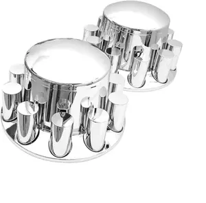 33mm Chrome Rear Cylinder Axle Wheel Cover Set Removable Hub Caps 33mm Screw-on Lug Nut Covers for Semi Truck