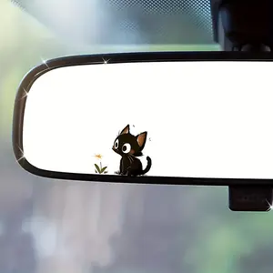1 Piece/2 Piece/3 Piece, Creative Cartoon Cat Flower Sticker, Animal Themed Car Rearview Mirror Decal - Say goodbye to monotony and easily post a sense of atmosphere Car - Suitable for cars, motorcycles, computers, mobile phones, doors, windows and