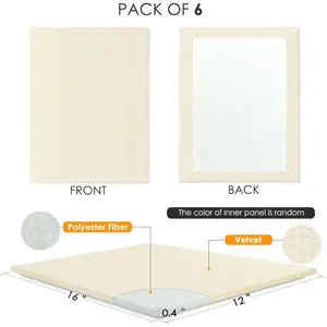 TroyStudio Velvet Adjustable Bed Headboard, 16 x 12 x 0.4 Inches 6 Pcs Felt Upholstered Wall Mounted Panels, Fabric Dorm Padded Cushion Headboard for King Queen Anti-Collision Padding