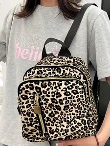 Stylish Leopard Print Backpack, Cute Versatile Backpack, Multi-functional Casual, Simple Classic Women's, Large Capacity Student, Unisex, Suitable for Daily Life, Commuting, Going Back to School, Business, Travel, Cute Stylish Daypacks