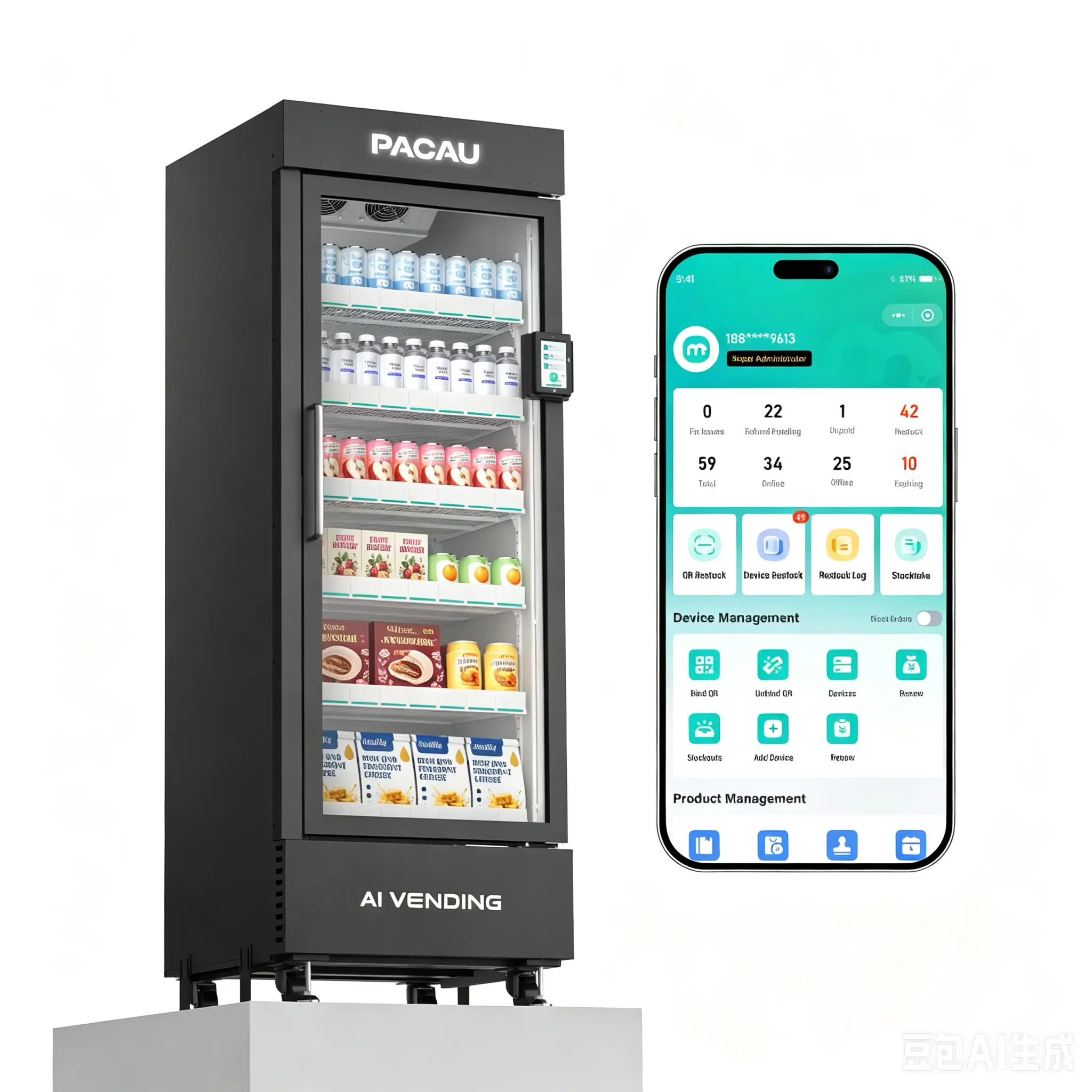 Pacau Smart Vending Machine for Sale, Commercial Snack and Drink Combo Vending Machine, Refrigerated Automatic Vending Machine with Credit Card & NFC Payment for Office, Apartment, Gym