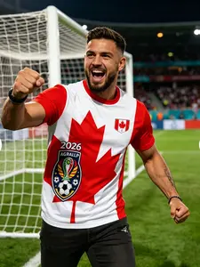 Canadian 3D Maple Leaf Football T-Shirt for Men, Short Sleeve, 2026 New Arrival, Fan Exclusive Fashion Top