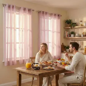 Curtain Club 4 Panels 34x63inch 540D mesh straight stripe curtains with loops at the top, soft and light-transmitting, suitable for bedrooms and living rooms, 130 GSM. FT6661