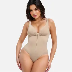 SHAPUM Full Body Shaper Zipper Front Slimming Bodysuit for Women Tummy Control Waist Trainer Butt Lifting Shapewear​