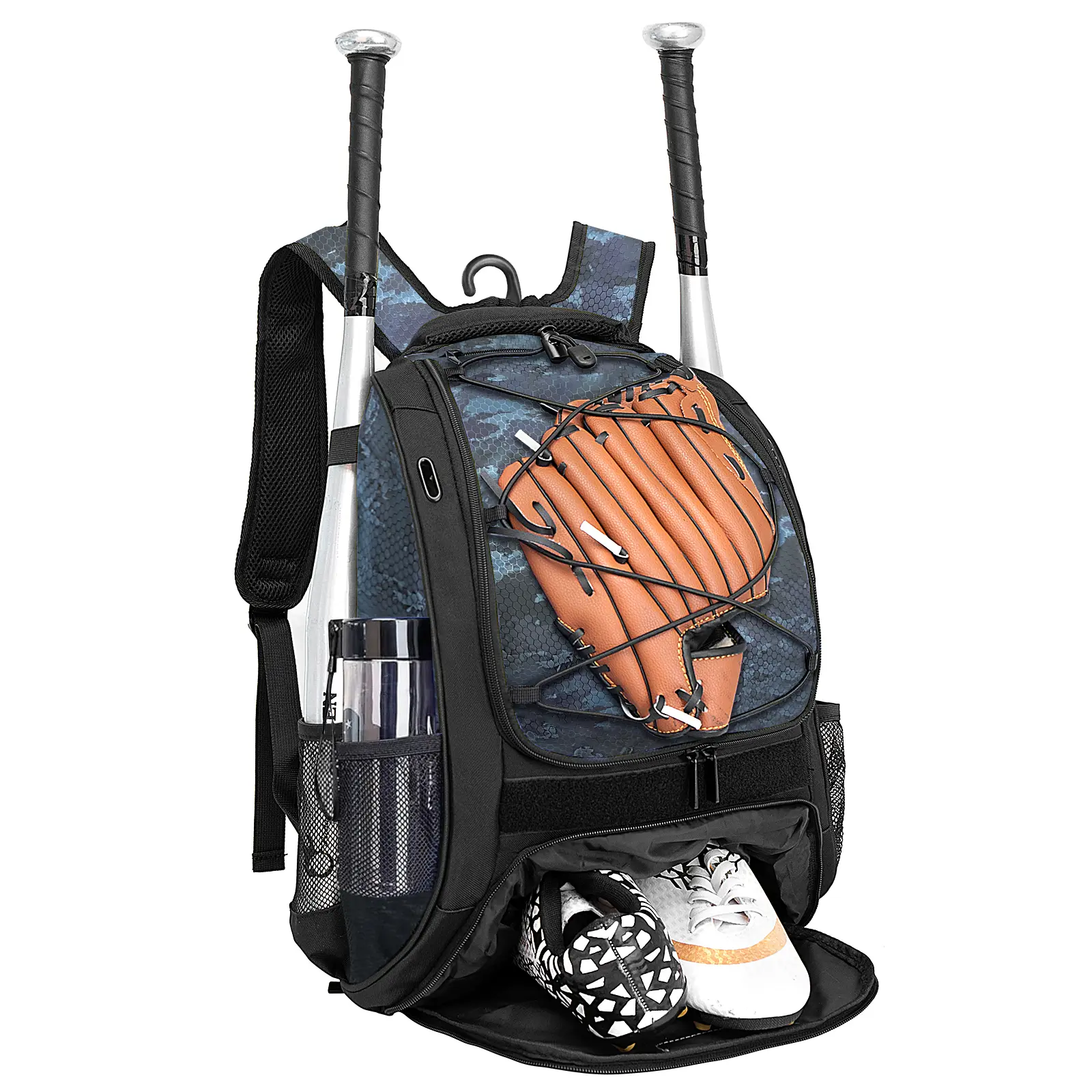 DAFISKY Baseball Bag Softball Backpack - Youth Adult T Ball Bat Equipment Bag with Bat Helmet Holders, Shoe Compartment