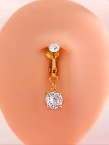 Sparkling Fashion Cubic Zirconia No-Piercing Belly Button Ring, Umbilical Cord Jewelry, Elegant Body Jewelry Gift for Women, Body Piercing Kit, Stylish Accessory for Any Occasion, Non Piercing Jewelry