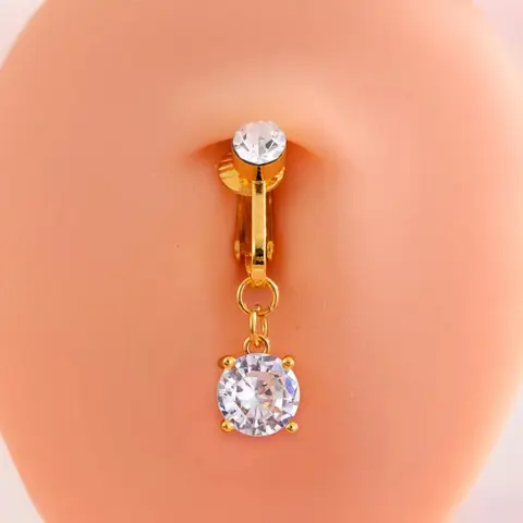 Sparkling Fashion Cubic Zirconia No-Piercing Belly Button Ring, Navel Ring, Umbilical Cord Jewelry, Elegant Body Jewelry Gift for Women, Body Piercing Kit, Stylish Accessory for Any Occasion, Non Piercing Jewelry, Fake Belly Piercing