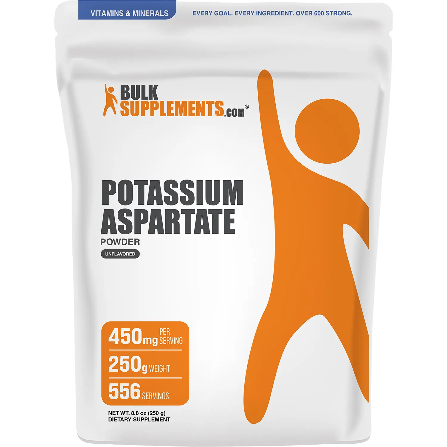 BulkSupplements Potassium Aspartate Powder - Dietary Nutrition Supplement for Muscle Support, Metabolism, Energy Production, Heart Health - Blended Vitamins & Minerals - 250g, 450mg per Serving