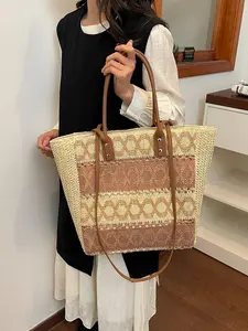 Large Capacity Straw Basket Bag, Women's 2026 New Spring Fashion Market Bag, Beach Weave Shoulder Tote, Ideal for Vacation and Commute