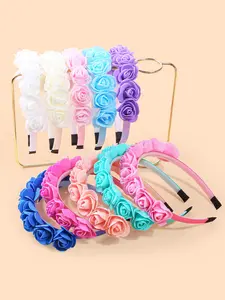 5 pieces of foam rose headband, fresh and sweet headband, suitable for ladies and girls' holiday party beach photos, fashionable and versatile hair accessories, spring and summer fashionable headband