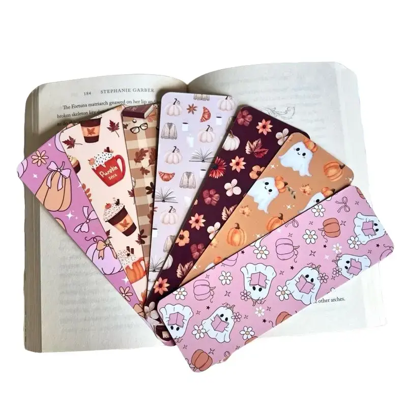 Handmade Fall Bookmarks - 2x7 Laminated Heavy Cardstock with Colorful Designs & Rounded Corners for Book Lovers