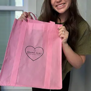 Pink Agape Clay Tote Bag