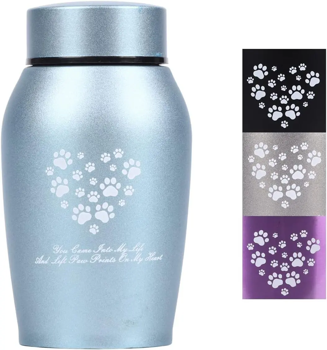 Stainless Steel Pet Urns,Premium Urns for Dog and Cat Ashes,Suitable Size Urns for Pet Ashes (Small, Blue)