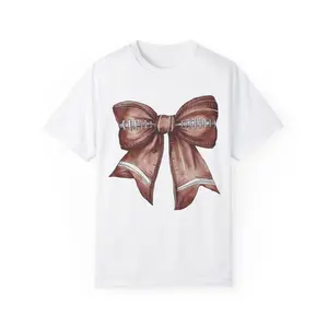 Comfort Colors® Football Shirt, Football Mom Shirt, Football with Coquette Bow, Cute Football Mama Shirt, Football Lover Tee with bows, Football Season Mom Gift, Team Player Jersey