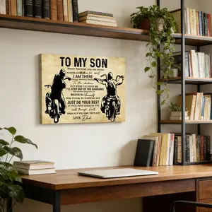 Biker Son Gift from Dad Motorcycle Canvas Wall Art for Home Decor and Gift Ideas Unique Thoughtful Present for Motorcycle Enthusiasts