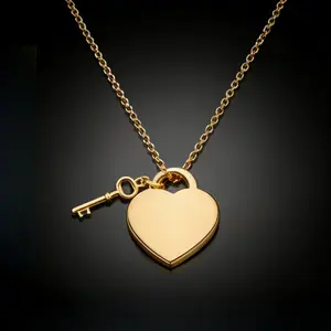 Key & Heart Clavicle Necklace| Versatile 45cm Unique dual charms, premium finish, ideal for work & dates