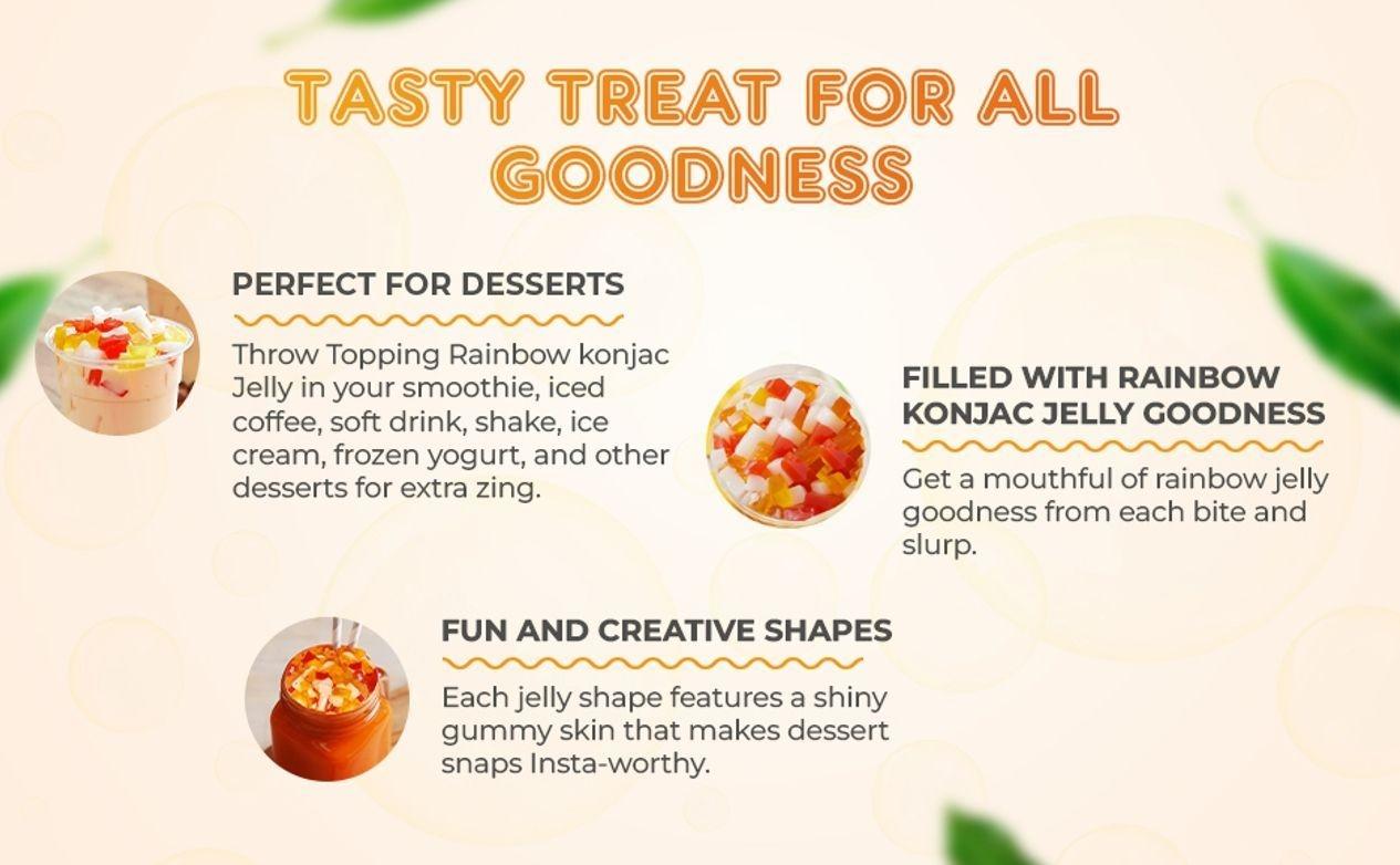 Fanale Coconut Jelly Topping nata de coco for Bubble Tea | Rainbow Konjac Jelly Topping for Boba Tea, Smoothies, Slushes, Desserts 400g(Pack Of 1)
