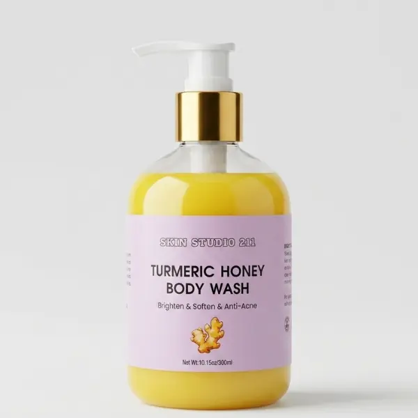 Skin Studio 211 Turmeric Honey Body Wash - Brighten & Soften Anti-Acne Cleanser (300ml)