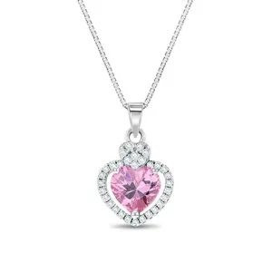 Royal CZ Heart & Gem Kids / Children's / Girls Pendant/Necklace - Sterling Silver