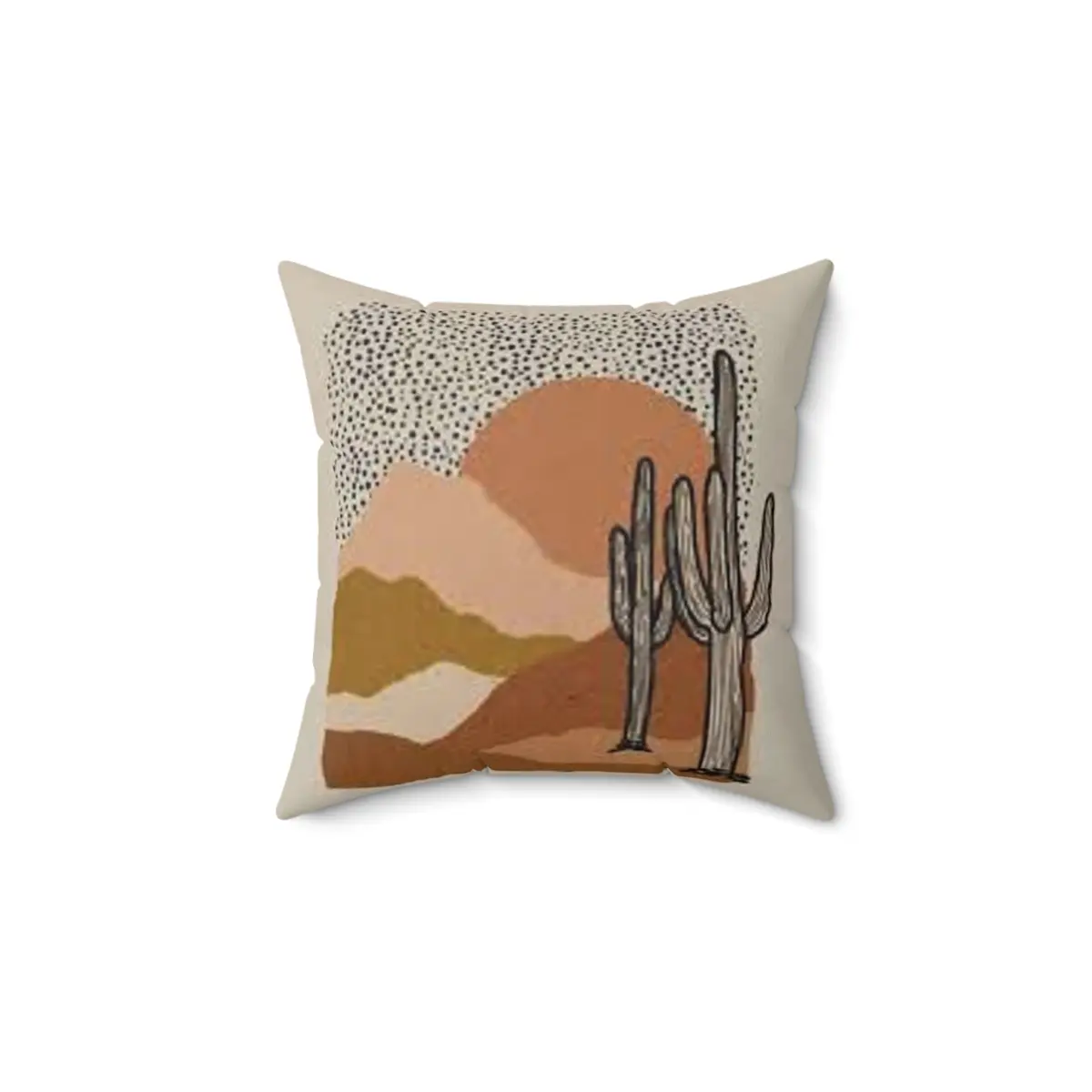 Western Sunrise Painting Spun Polyester Square Pillow