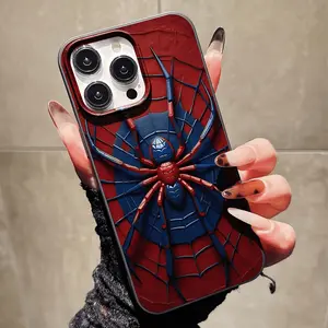 Spider Web Pattern Phone Case, Valentine Gift Compatible with iPhone 11-17 Series, Simple Thickened Shockproof Design