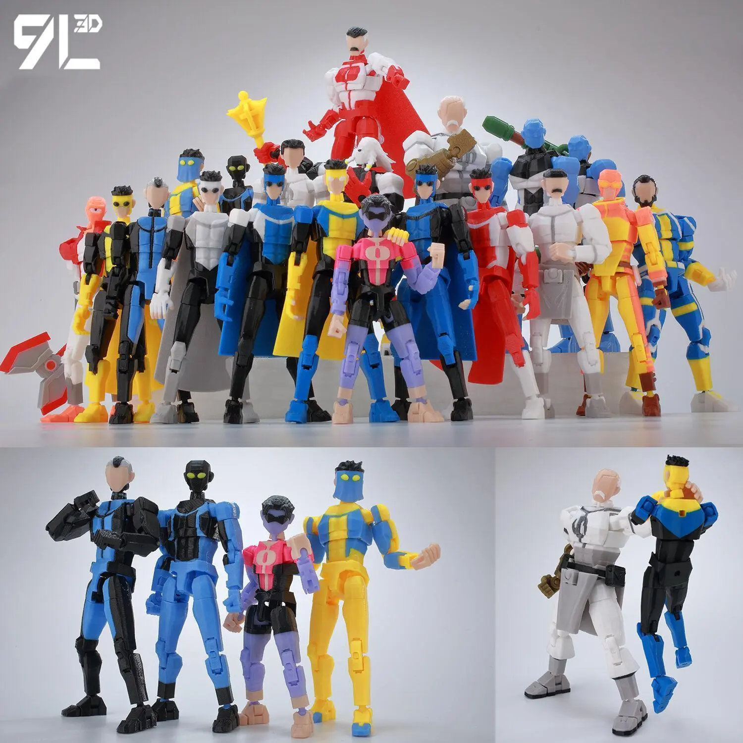 9L3D Superhero Team Invincible Boy Heroes Action Figure Model, Lucky13 Dummy13, Multi-Colored T13, Multi-Jointed Titan13 Collectible Toy for DIY & Specialty DIY Supplies (Toys & Hobbies)