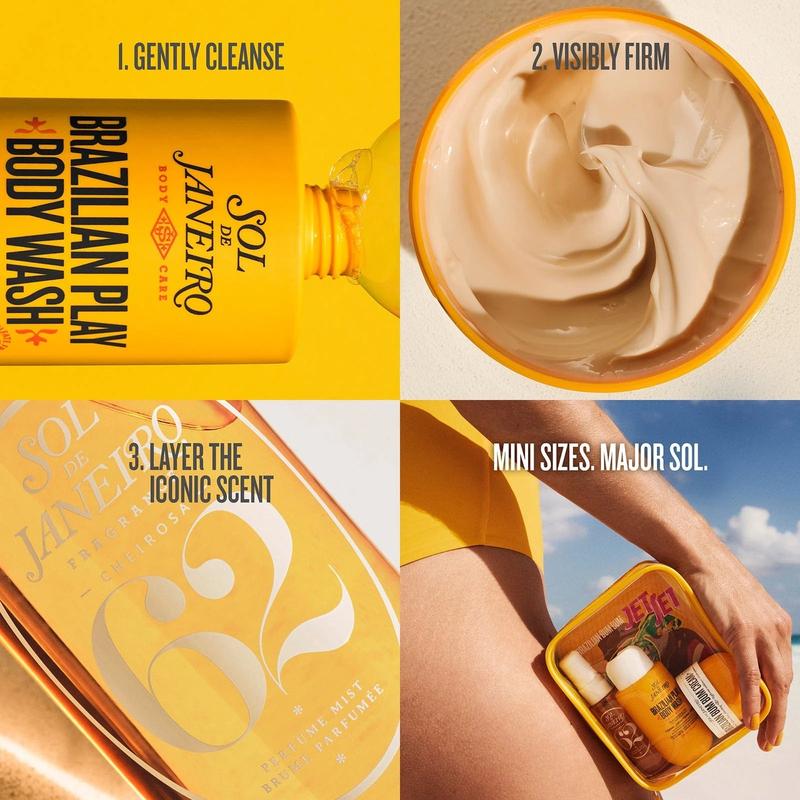 Sol de Janeiro Bum Bum Jet Set - Travel-Friendly Shower Cream-Gel, Bum Bum Cream & Cheirosa 62 Perfume Mist Kit